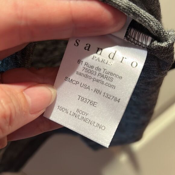 🎀Sandro metallic silver linen t shirt size 2 small euc - Picture 6 of 10